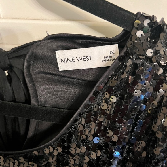 Nine West Black Sequin Short Sleeve Dress - Picture 3 of 7